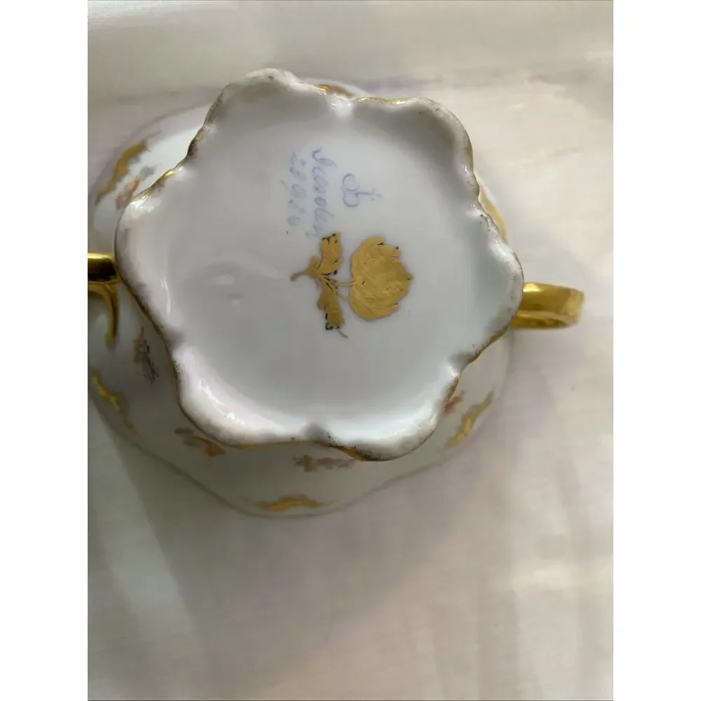 Antique Dresden 28936 demitasse cup and saucer, hand painted (not matching)